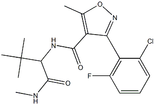 3-(2-chloro-6-fluorophenyl)-N-{2,2-dimethyl-1-[(methylamino)carbonyl]propyl}-5-methyl-4-isoxazolecarboxamide Struktur