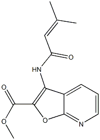 methyl 3-[(3-methylbut-2-enoyl)amino]furo[2,3-b]pyridine-2-carboxylate Struktur