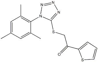 2-[(1-mesityl-1H-1,2,3,4-tetraazol-5-yl)thio]-1-(2-thienyl)ethan-1-one Struktur