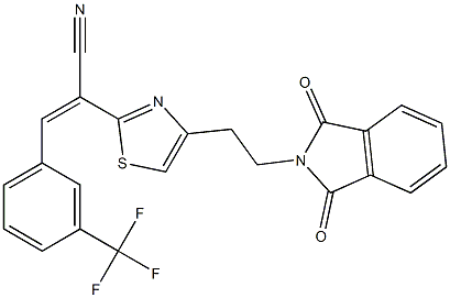 (Z)-2-{4-[2-(1,3-dioxo-1,3-dihydro-2H-isoindol-2-yl)ethyl]-1,3-thiazol-2-yl}-3-[3-(trifluoromethyl)phenyl]-2-propenenitrile Struktur