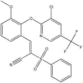 (E)-3-(2-{[3-chloro-5-(trifluoromethyl)-2-pyridinyl]oxy}-3-methoxyphenyl)-2-(phenylsulfonyl)-2-propenenitrile Struktur