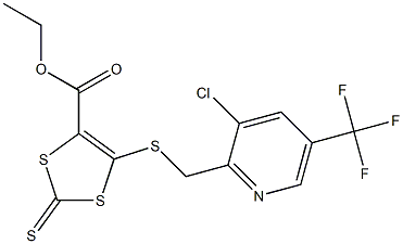 ethyl 5-({[3-chloro-5-(trifluoromethyl)-2-pyridinyl]methyl}sulfanyl)-2-thioxo-1,3-dithiole-4-carboxylate Struktur