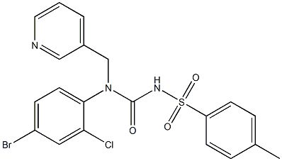 3-{[4-bromo-2-chloro({[(4-methylphenyl)sulfonyl]amino}carbonyl)anilino]methyl}pyridine Struktur