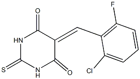 5-(2-chloro-6-fluorobenzylidene)-2-thioxohexahydropyrimidine-4,6-dione Struktur