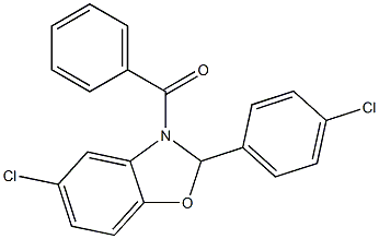 [5-chloro-2-(4-chlorophenyl)-2,3-dihydro-1,3-benzoxazol-3-yl](phenyl)methanone Struktur