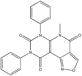 5-methyl-6,8-diphenyl-4,5,6,7,8,9-hexahydroisoxazolo[3',4':4,5]pyrido[2,3-d]pyrimidine-4,7,9-trione Struktur