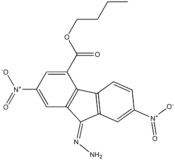 butyl 9-hydrazono-2,7-dinitro-9H-fluorene-4-carboxylate Struktur