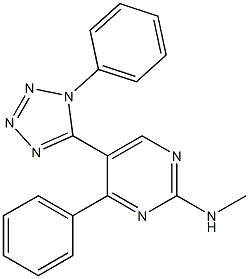 N2-methyl-4-phenyl-5-(1-phenyl-1H-1,2,3,4-tetraazol-5-yl)pyrimidin-2-amine Struktur