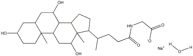 sodium 2-{[4-(3,7,12-trihydroxy-10,13-dimethylperhydrocyclopenta[a]phenanthren-17-yl)pentanoyl]amino}acetate hydrate Struktur