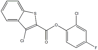 2-chloro-4-fluorophenyl 3-chlorobenzo[b]thiophene-2-carboxylate Struktur