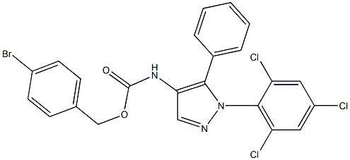 4-bromobenzyl N-[5-phenyl-1-(2,4,6-trichlorophenyl)-1H-pyrazol-4-yl]carbamate Struktur