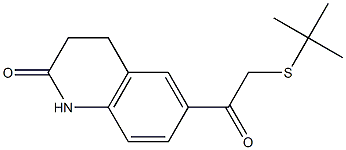 6-[2-(tert-butylthio)acetyl]-1,2,3,4-tetrahydroquinolin-2-one Struktur