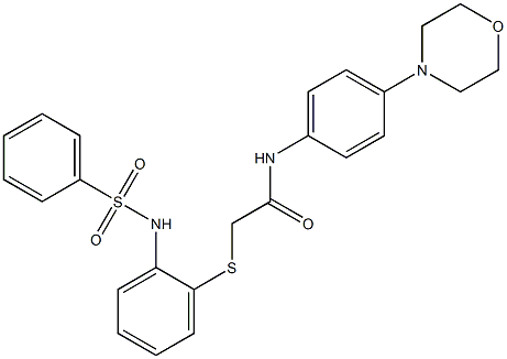 N-(4-morpholinophenyl)-2-({2-[(phenylsulfonyl)amino]phenyl}sulfanyl)acetamide Struktur