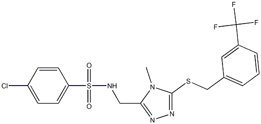 4-chloro-N-[(4-methyl-5-{[3-(trifluoromethyl)benzyl]sulfanyl}-4H-1,2,4-triazol-3-yl)methyl]benzenesulfonamide Struktur