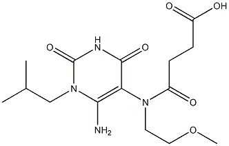 4-[(6-amino-1-isobutyl-2,4-dioxo-1,2,3,4-tetrahydropyrimidin-5-yl)(2-methoxyethyl)amino]-4-oxobutanoic acid Struktur