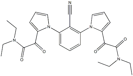 2-[1-(2-cyano-3-{2-[2-(diethylamino)-2-oxoacetyl]-1H-pyrrol-1-yl}phenyl)-1H-pyrrol-2-yl]-N,N-diethyl-2-oxoacetamide Struktur