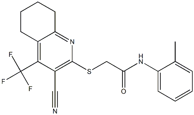 2-{[3-cyano-4-(trifluoromethyl)-5,6,7,8-tetrahydro-2-quinolinyl]sulfanyl}-N-(2-methylphenyl)acetamide Struktur