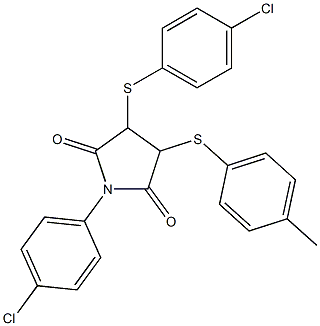 1-(4-chlorophenyl)-3-[(4-chlorophenyl)sulfanyl]-4-[(4-methylphenyl)sulfanyl]dihydro-1H-pyrrole-2,5-dione Struktur