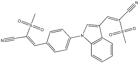 (Z)-2-(methylsulfonyl)-3-(4-{3-[(Z)-2-(methylsulfonyl)-3-nitrilo-1-propenyl]-1H-indol-1-yl}phenyl)-2-propenenitrile Struktur