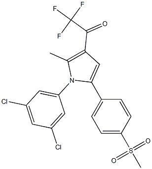 1-{1-(3,5-dichlorophenyl)-2-methyl-5-[4-(methylsulfonyl)phenyl]-1H-pyrrol-3-yl}-2,2,2-trifluoro-1-ethanone Struktur