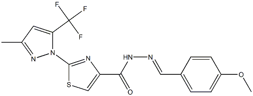 N'-[(4-methoxyphenyl)methylene]-2-[3-methyl-5-(trifluoromethyl)-1H-pyrazol-1-yl]-1,3-thiazole-4-carbohydrazide Struktur