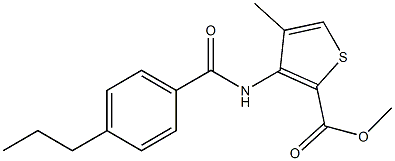 methyl 4-methyl-3-[(4-propylbenzoyl)amino]thiophene-2-carboxylate Struktur