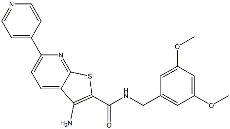 3-amino-N-(3,5-dimethoxybenzyl)-6-(4-pyridinyl)thieno[2,3-b]pyridine-2-carboxamide Struktur