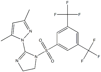 1-(1-{[3,5-di(trifluoromethyl)phenyl]sulfonyl}-4,5-dihydro-1H-imidazol-2-yl)-3,5-dimethyl-1H-pyrazole Struktur