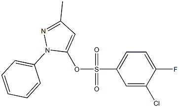 3-methyl-1-phenyl-1H-pyrazol-5-yl 3-chloro-4-fluorobenzene-1-sulfonate Struktur