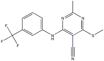 2-methyl-4-(methylthio)-6-[3-(trifluoromethyl)anilino]pyrimidine-5-carbonitrile Struktur