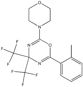 2-(2-methylphenyl)-6-morpholino-4,4-di(trifluoromethyl)-4H-1,3,5-oxadiazine Struktur