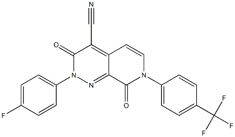 2-(4-fluorophenyl)-3,8-dioxo-7-[4-(trifluoromethyl)phenyl]-2,3,7,8-tetrahydropyrido[3,4-c]pyridazine-4-carbonitrile Struktur