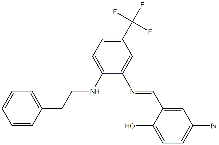 4-bromo-2-({[2-(phenethylamino)-5-(trifluoromethyl)phenyl]imino}methyl)phenol Struktur