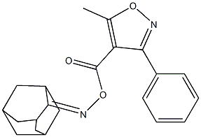 5-methyl-3-phenyl-4-{[(tricyclo[3.3.1.1~3,7~]dec-2-ylideneamino)oxy]carbonyl}isoxazole Struktur