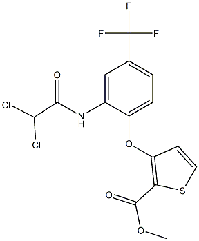 methyl 3-[2-[(2,2-dichloroacetyl)amino]-4-(trifluoromethyl)phenoxy]thiophene-2-carboxylate Struktur