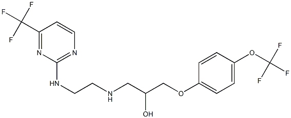 1-[4-(trifluoromethoxy)phenoxy]-3-[(2-{[4-(trifluoromethyl)pyrimidin-2-yl]amino}ethyl)amino]propan-2-ol Struktur