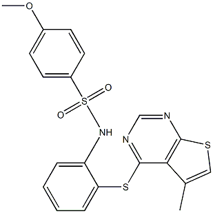 N1-{2-[(5-methylthieno[2,3-d]pyrimidin-4-yl)thio]phenyl}-4-methoxybenzene-1-sulfonamide Struktur