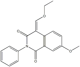 4-(ethoxymethylidene)-7-methoxy-2-phenyl-1,2,3,4-tetrahydroisoquinoline-1,3-dione Struktur