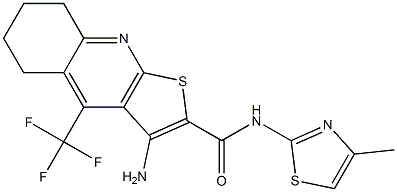 3-amino-N-(4-methyl-1,3-thiazol-2-yl)-4-(trifluoromethyl)-5,6,7,8-tetrahydrothieno[2,3-b]quinoline-2-carboxamide Struktur