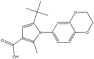 5-(tert-butyl)-1-(2,3-dihydro-1,4-benzodioxin-6-yl)-2-methyl-1H-pyrrole-3-carboxylic acid Struktur