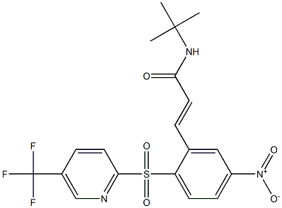 N1-(tert-butyl)-3-(5-nitro-2-{[5-(trifluoromethyl)-2-pyridyl]sulfonyl}phenyl)acrylamide Struktur