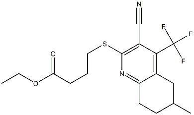 ethyl 4-{[3-cyano-6-methyl-4-(trifluoromethyl)-5,6,7,8-tetrahydro-2-quinolinyl]sulfanyl}butanoate Struktur