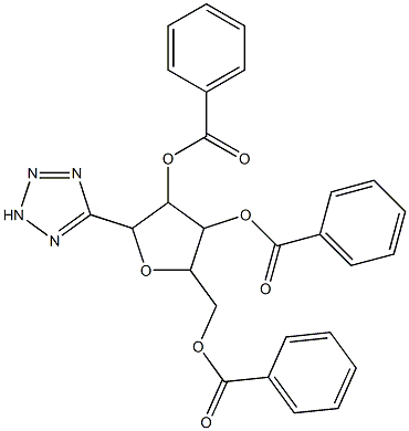 4-(benzoyloxy)-5-[(benzoyloxy)methyl]-2-(2H-1,2,3,4-tetraazol-5-yl)tetrahyd rofuran-3-yl benzoate Struktur