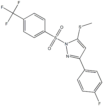 3-(4-fluorophenyl)-5-(methylthio)-1-{[4-(trifluoromethyl)phenyl]sulfonyl}-1H-pyrazole Struktur