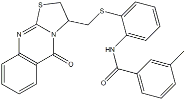 3-methyl-N-(2-{[(5-oxo-2,3-dihydro-5H-[1,3]thiazolo[2,3-b]quinazolin-3-yl)methyl]sulfanyl}phenyl)benzenecarboxamide Struktur