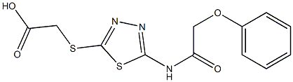 2-({5-[(2-phenoxyacetyl)amino]-1,3,4-thiadiazol-2-yl}sulfanyl)acetic acid Struktur