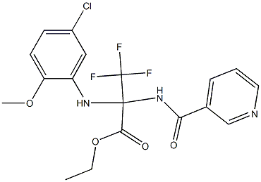 ethyl 2-(5-chloro-2-methoxyanilino)-3,3,3-trifluoro-2-[(3-pyridylcarbonyl)amino]propanoate Struktur