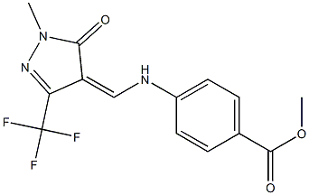 methyl 4-({[1-methyl-5-oxo-3-(trifluoromethyl)-1,5-dihydro-4H-pyrazol-4-yliden]methyl}amino)benzenecarboxylate Struktur