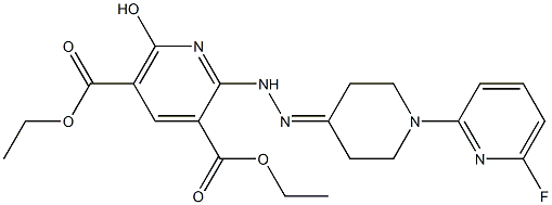 diethyl 2-{2-[1-(6-fluoro-2-pyridinyl)-4-piperidinylidene]hydrazino}-6-hydroxy-3,5-pyridinedicarboxylate Struktur