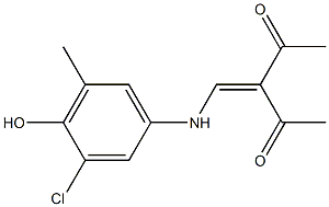 3-[(3-chloro-4-hydroxy-5-methylanilino)methylidene]pentane-2,4-dione Struktur